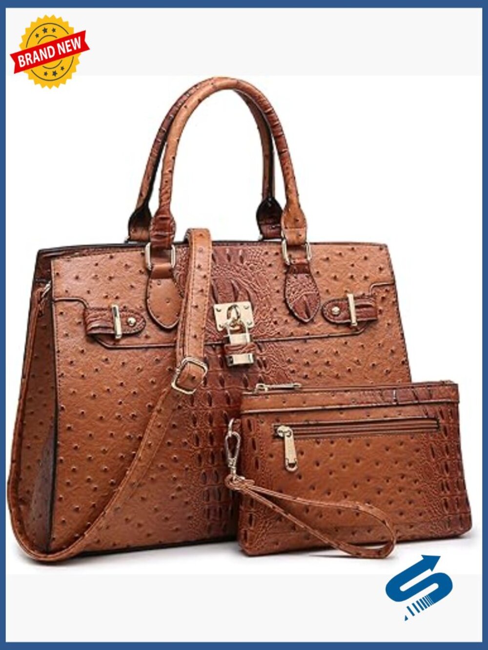 Vegan Leather Satchel Tote with Matching Wallet Set
